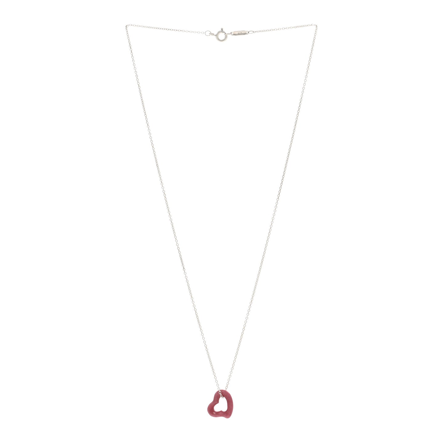 Sterling Silver Rhodonite Elsa Peretti Open Heart Pendant Necklace