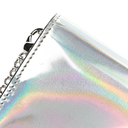 Christian Louboutin Metallic Patent Calfskin Spikes Boudoir Chain Wallet Silver 17 of 18