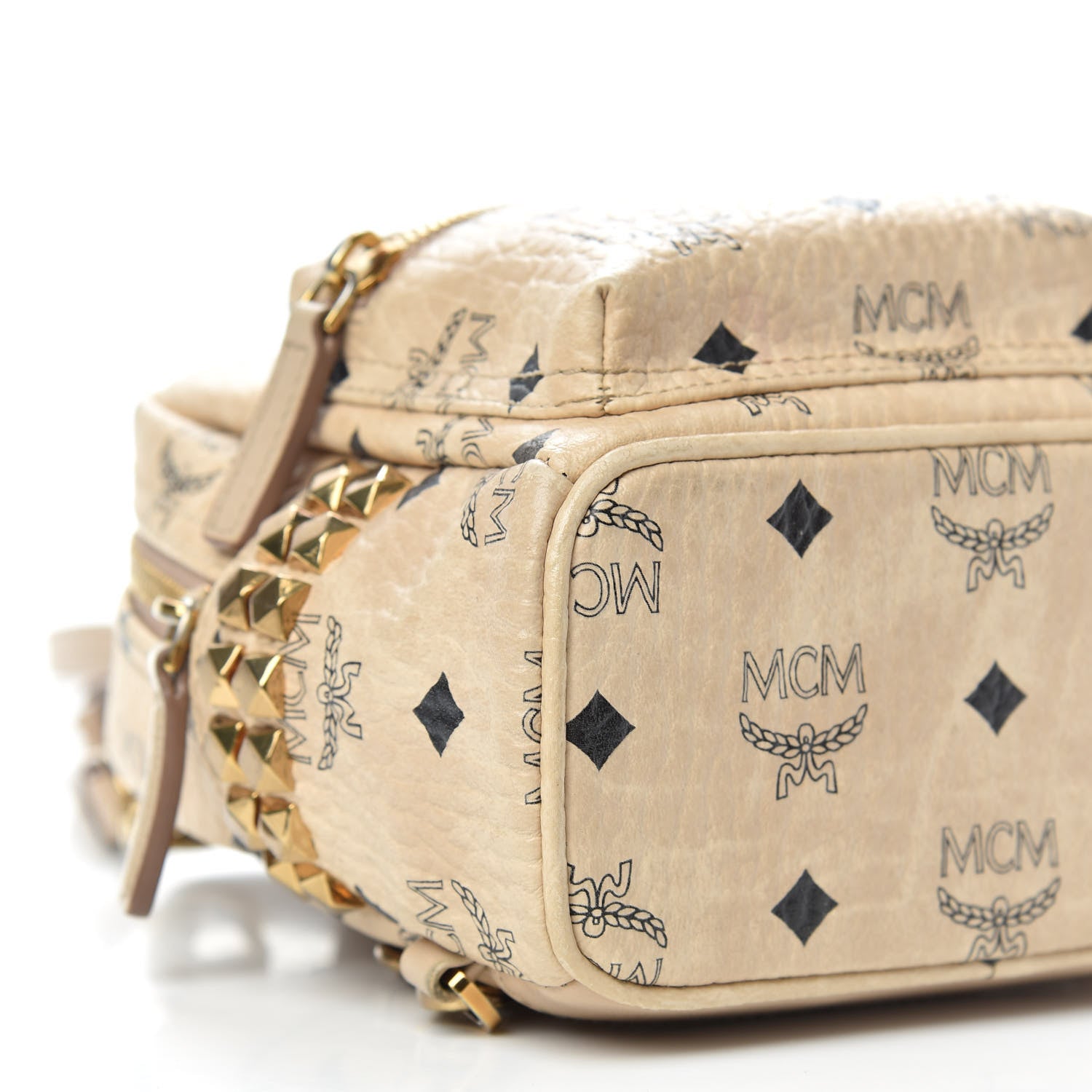 MCM Visetos Side Stud X-Mini Stark Backpack Beige 8 of 10