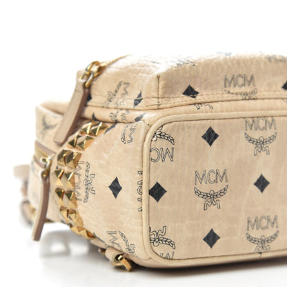 MCM Visetos Side Stud X-Mini Stark Backpack Beige 8 of 10