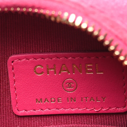 Chanel Velvet Round Quilted Pearl Crush Clutch With Chain Pink 6 of 11