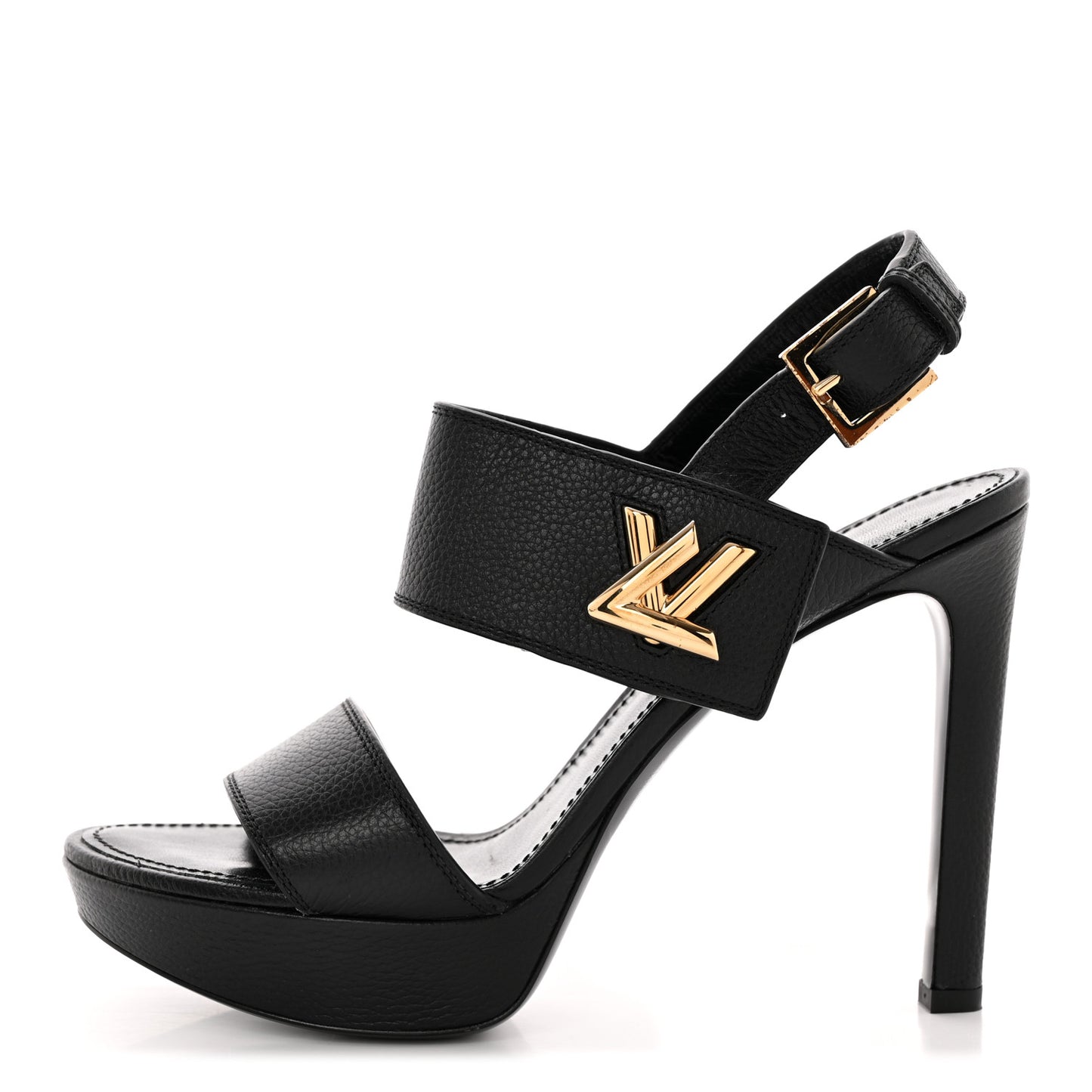 Grained Calfskin Horizon Platform Sandals 40 Black