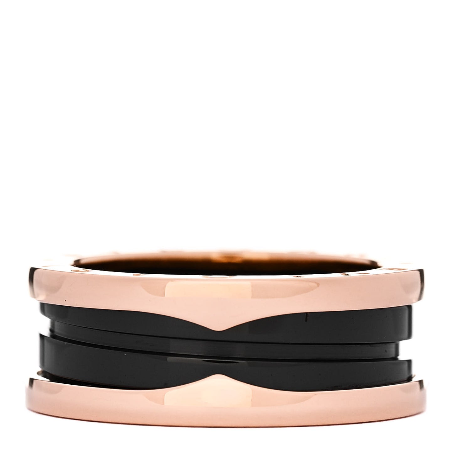 18K Rose Gold Black Ceramic B.Zero1 Two-Band Ring 56 7.5