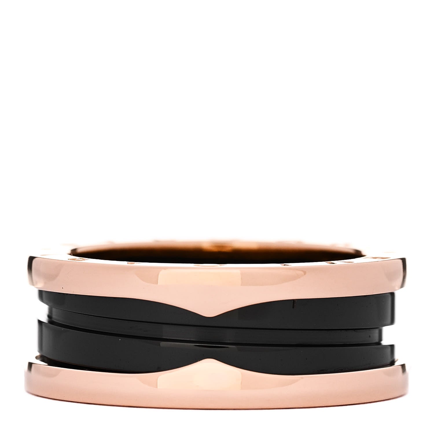 Bulgari 18K Rose Gold Black Ceramic B.Zero1 Two-Band Ring 56 7.5 1 of 6