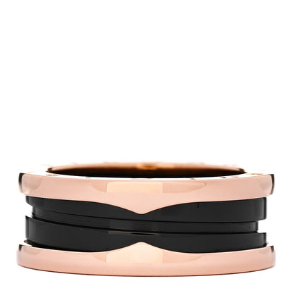 Bulgari 18K Rose Gold Black Ceramic B.Zero1 Two-Band Ring 56 7.5 1 of 6
