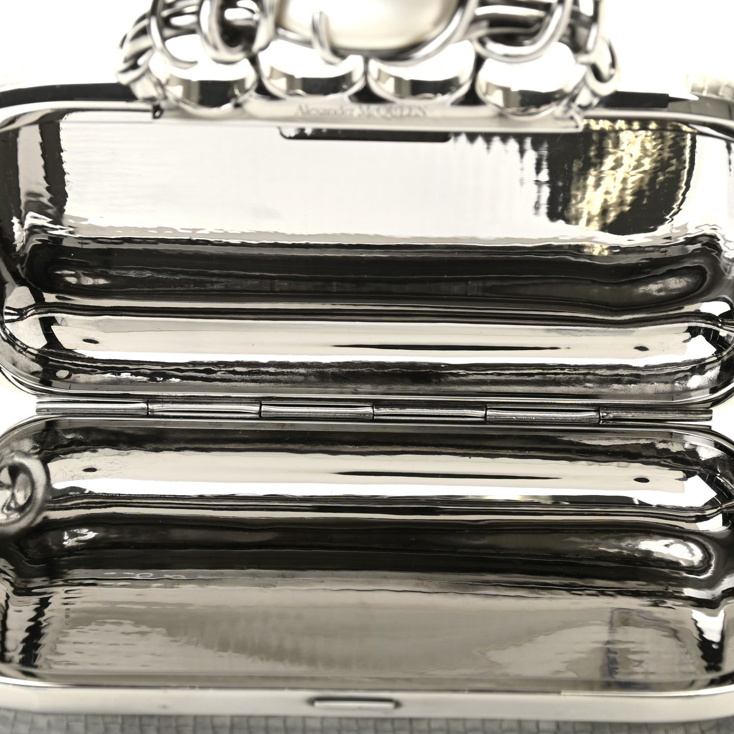 Metallic Knucklebox Clutch Silver