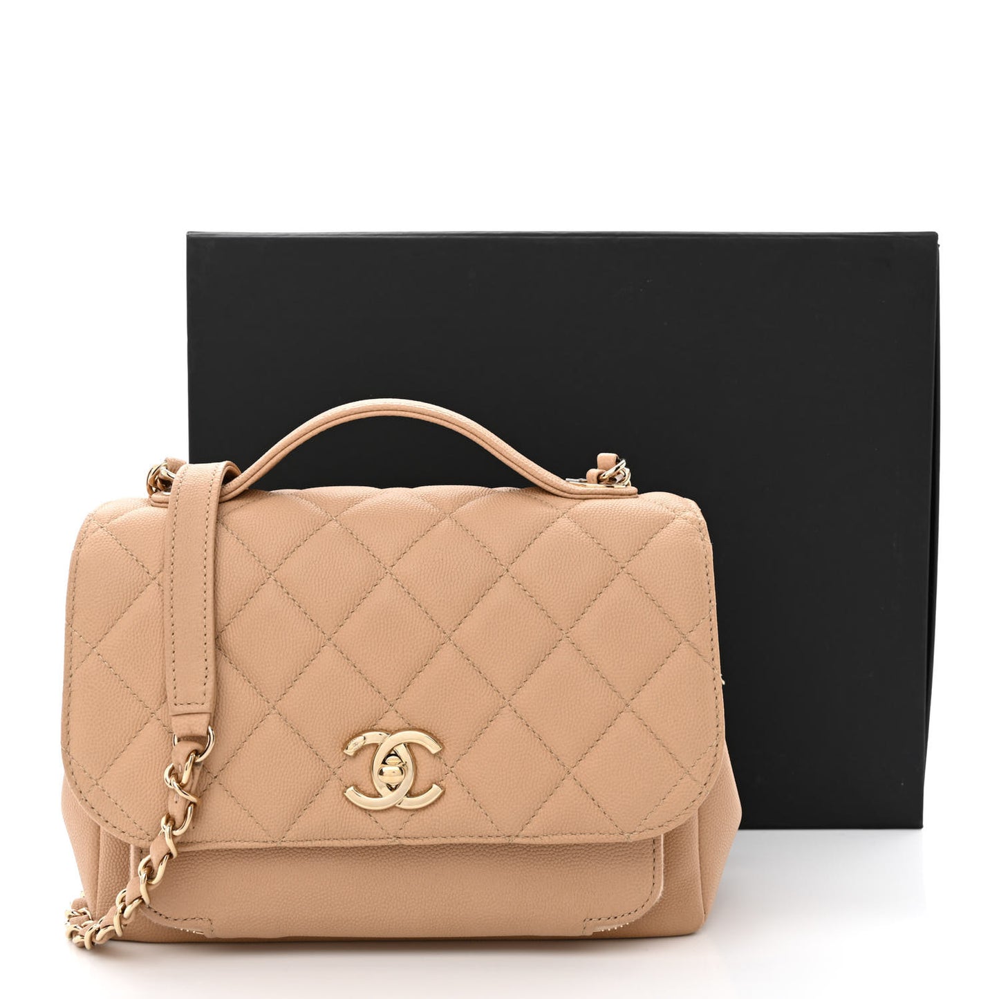 Caviar Quilted Medium Business Affinity Flap Beige