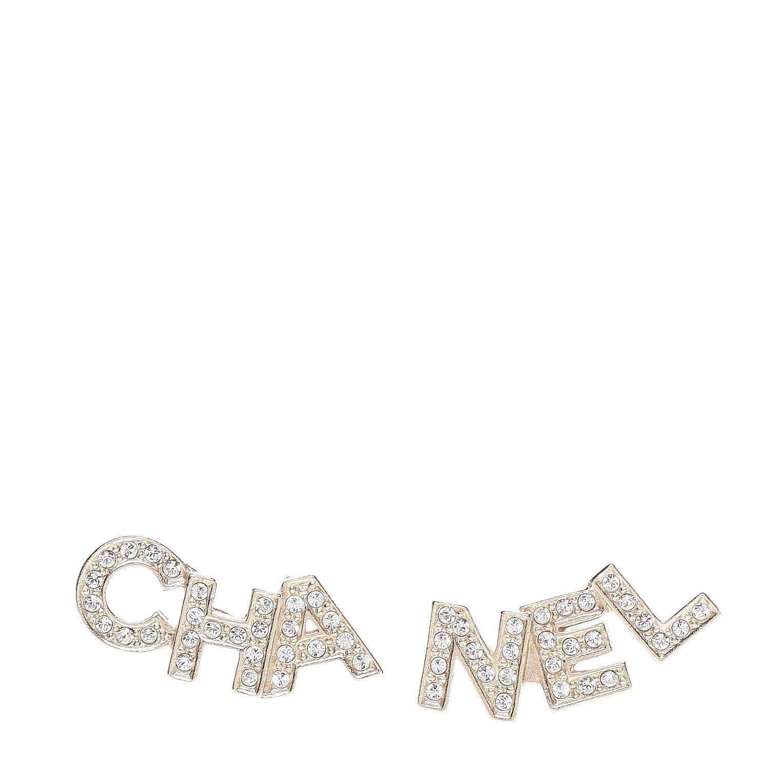 Chanel Crystal Pearl Signature Stud Earrings Gold 1 of 5