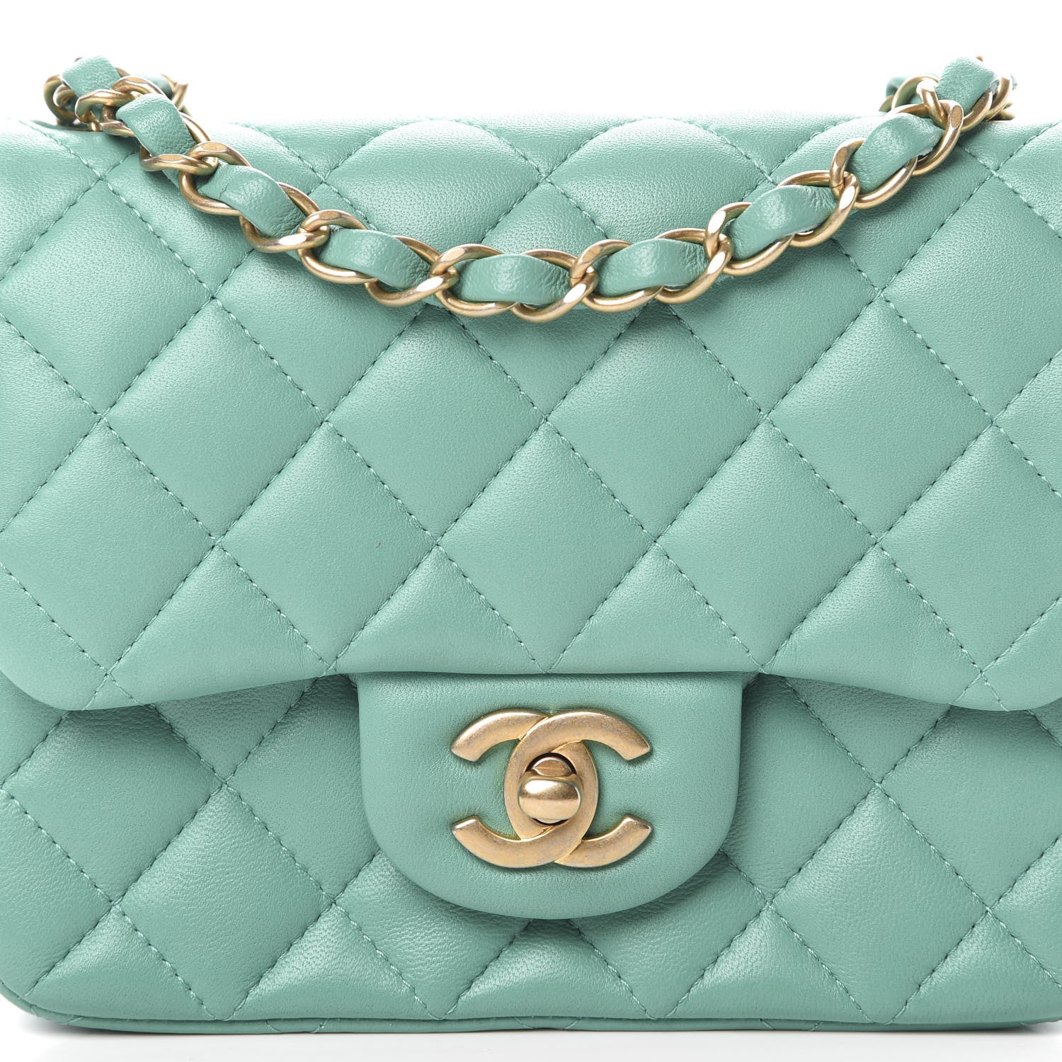 Chanel Lambskin Quilted Mini Square Flap Turquoise 8 of 10
