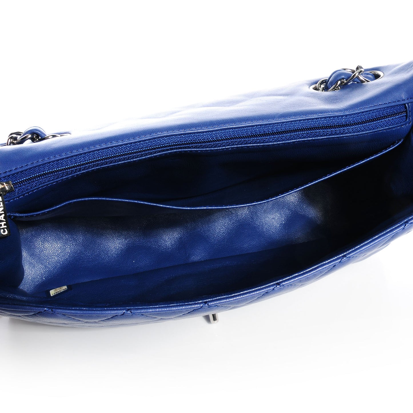 Lambskin Jumbo Single Flap Dark Blue