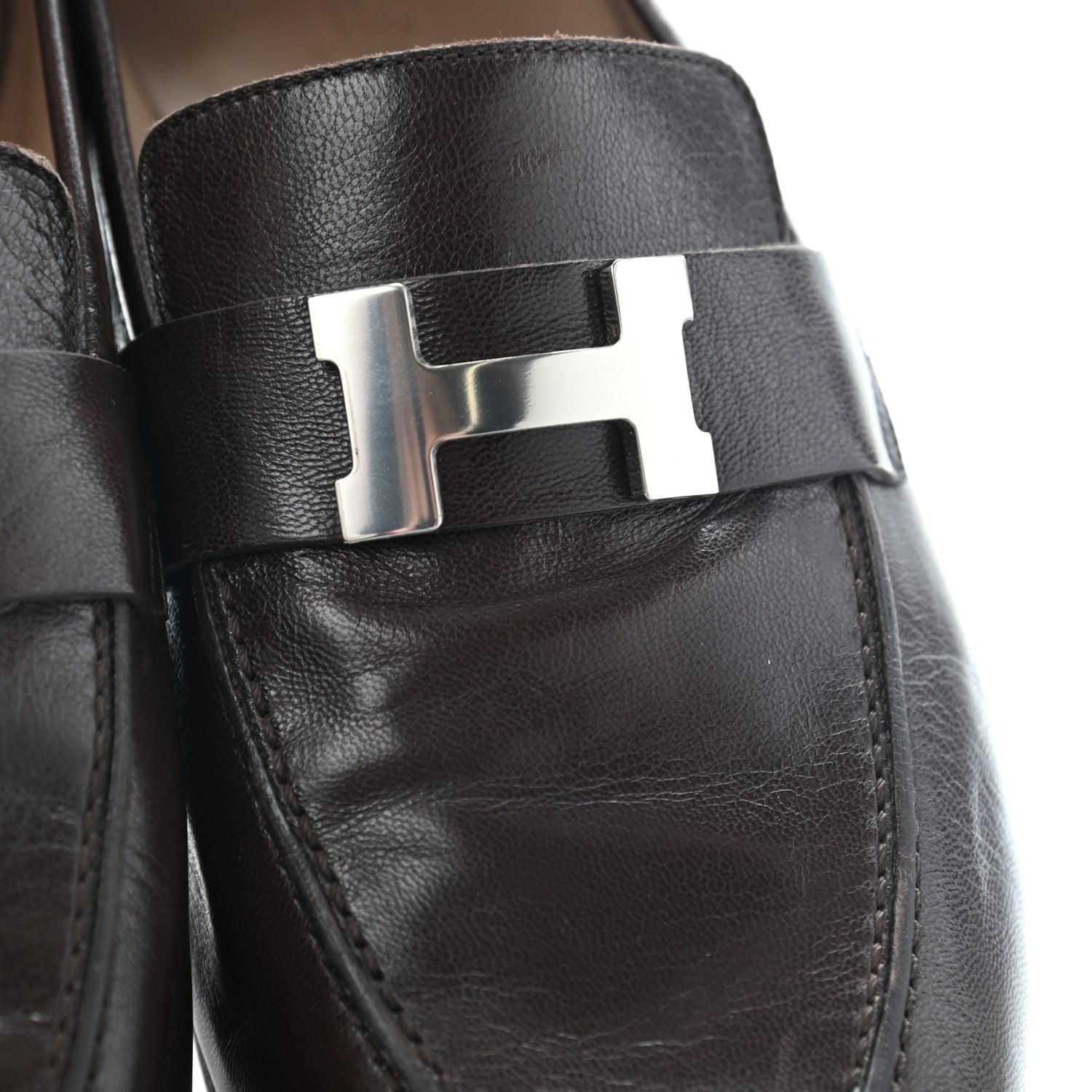 Hermes Goatskin Mens Paris Loafers 43 Cacao 9 of 11