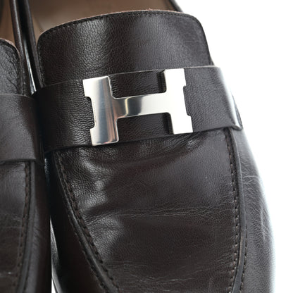 Hermes Goatskin Mens Paris Loafers 43 Cacao 9 of 11