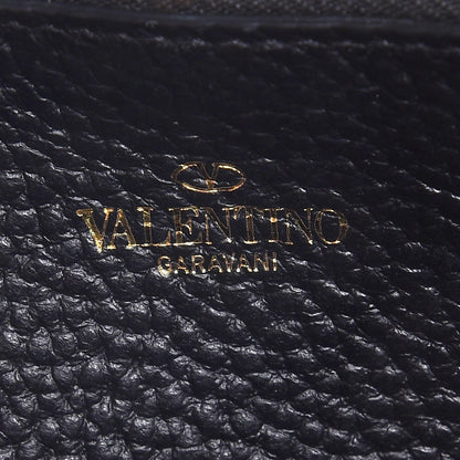 Valentino Garavani Pebbled Calfskin Rockstud Zip Around Wallet Black 6 of 8