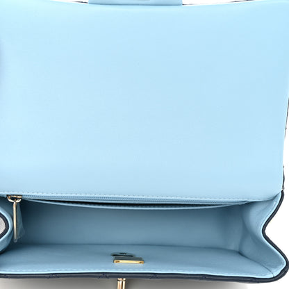 Chanel Lambskin Quilted Bi-Color Mini Top Handle Rectangular Flap Navy Blue Light Blue 5 of 11