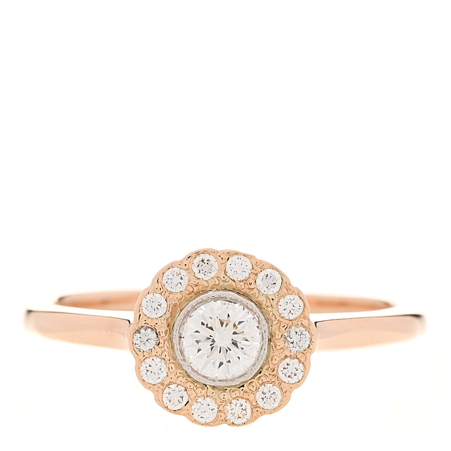 18K Rose Gold Platinum Diamond Round Enchant Flower Ring 51 5.75