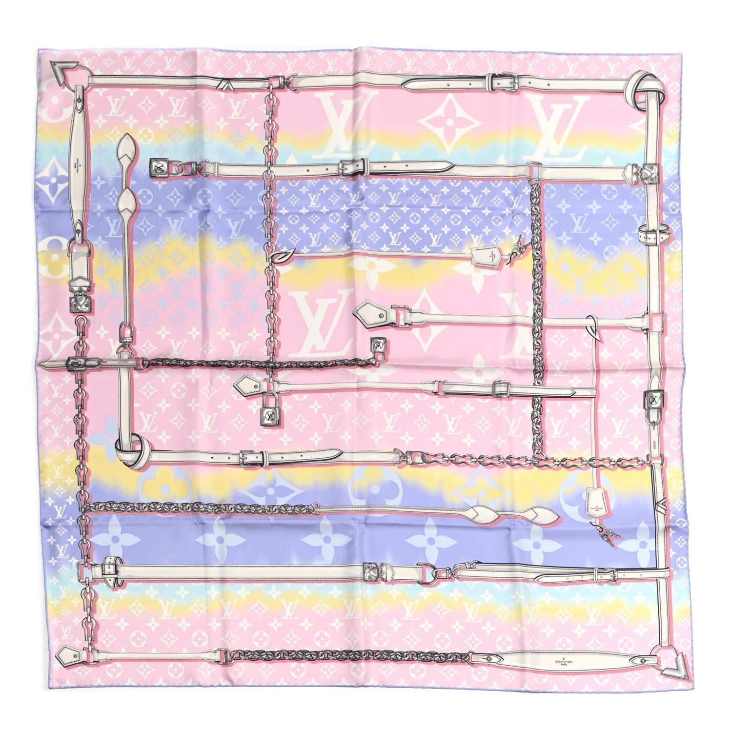 Louis Vuitton Silk Monogram Escale Confidential Square Scarf Pink 1 of 4