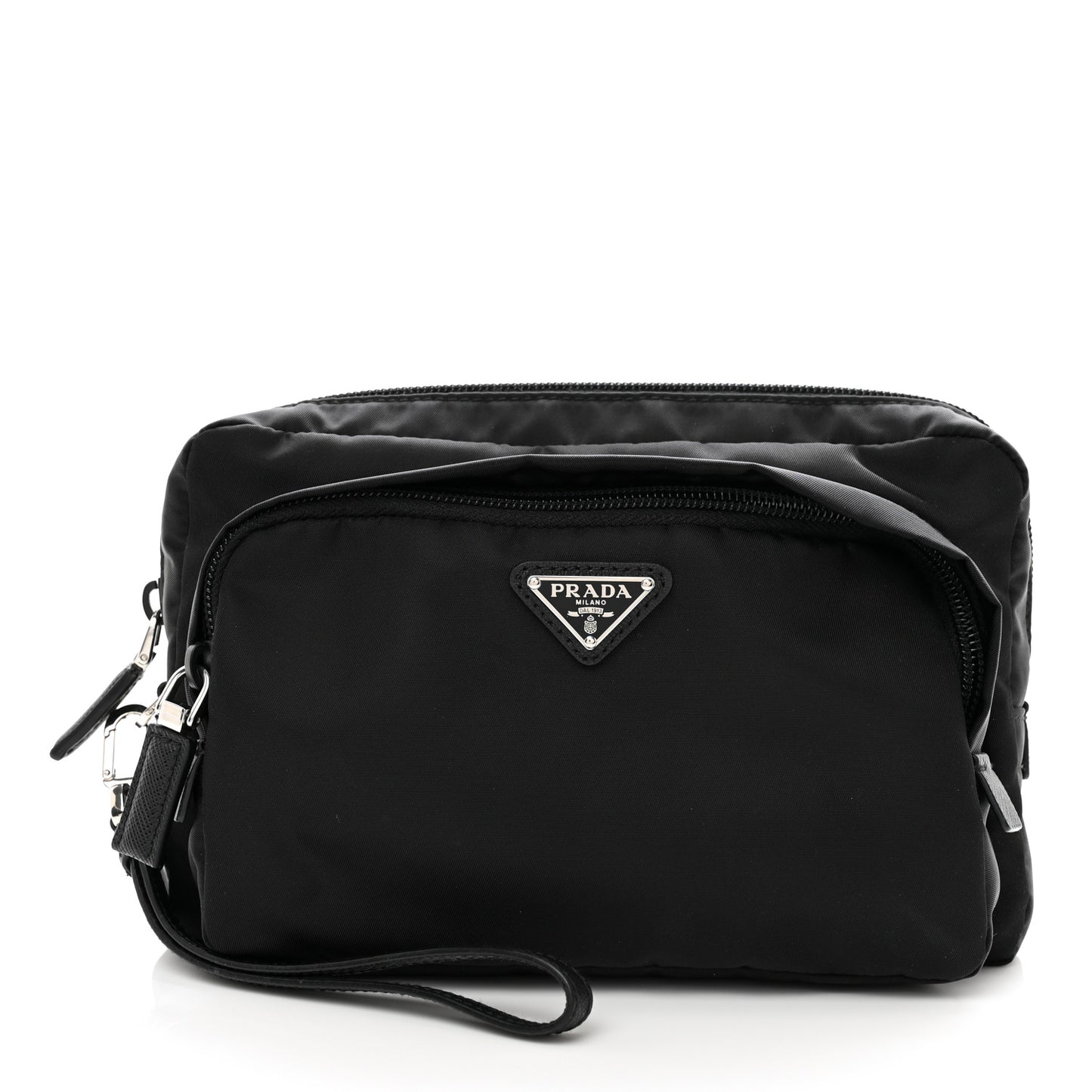 Tessuto Nylon Saffiano Wristlet Pouch Black