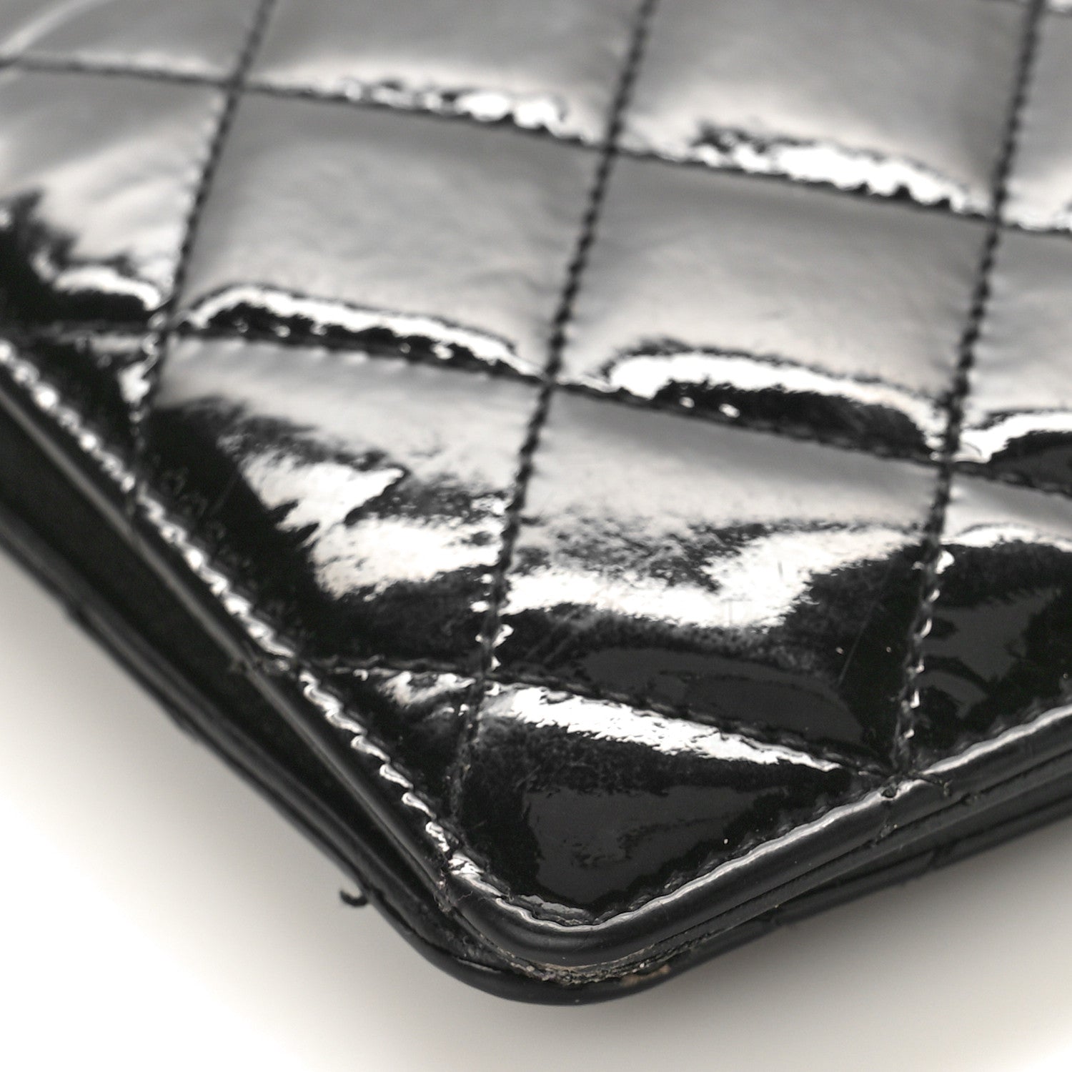 Chanel Patent Calfskin Quilted Yen Wallet Black 8 of 13