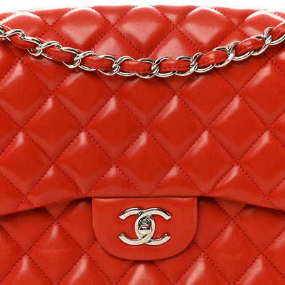 Chanel Lambskin Quilted Jumbo Double Flap Red 8 of 10