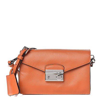Prada Saffiano Lux Mini Sound Crossbody Bag Papaya 1 of 9