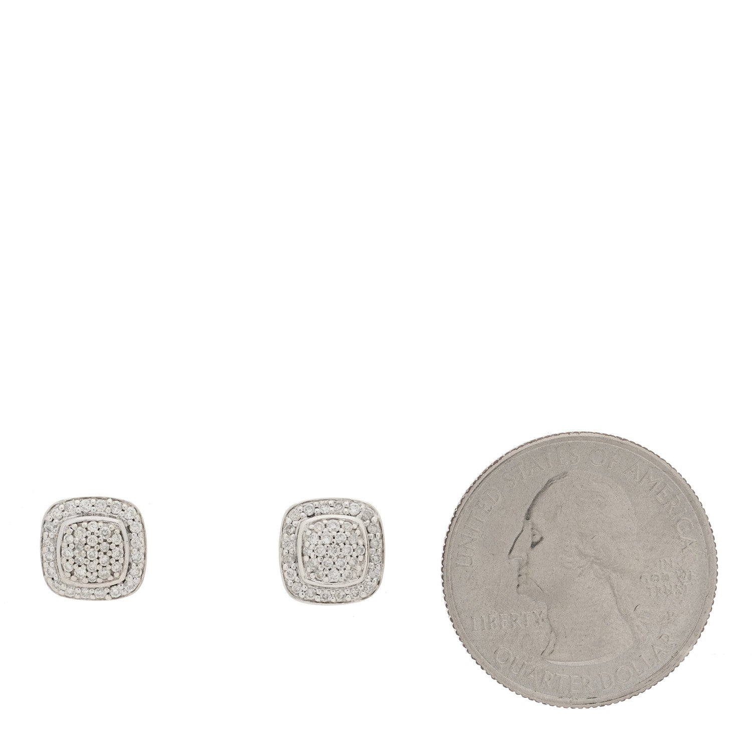 David Yurman Sterling Silver Diamond 5mm Pave Albion Earrings 2 of 4