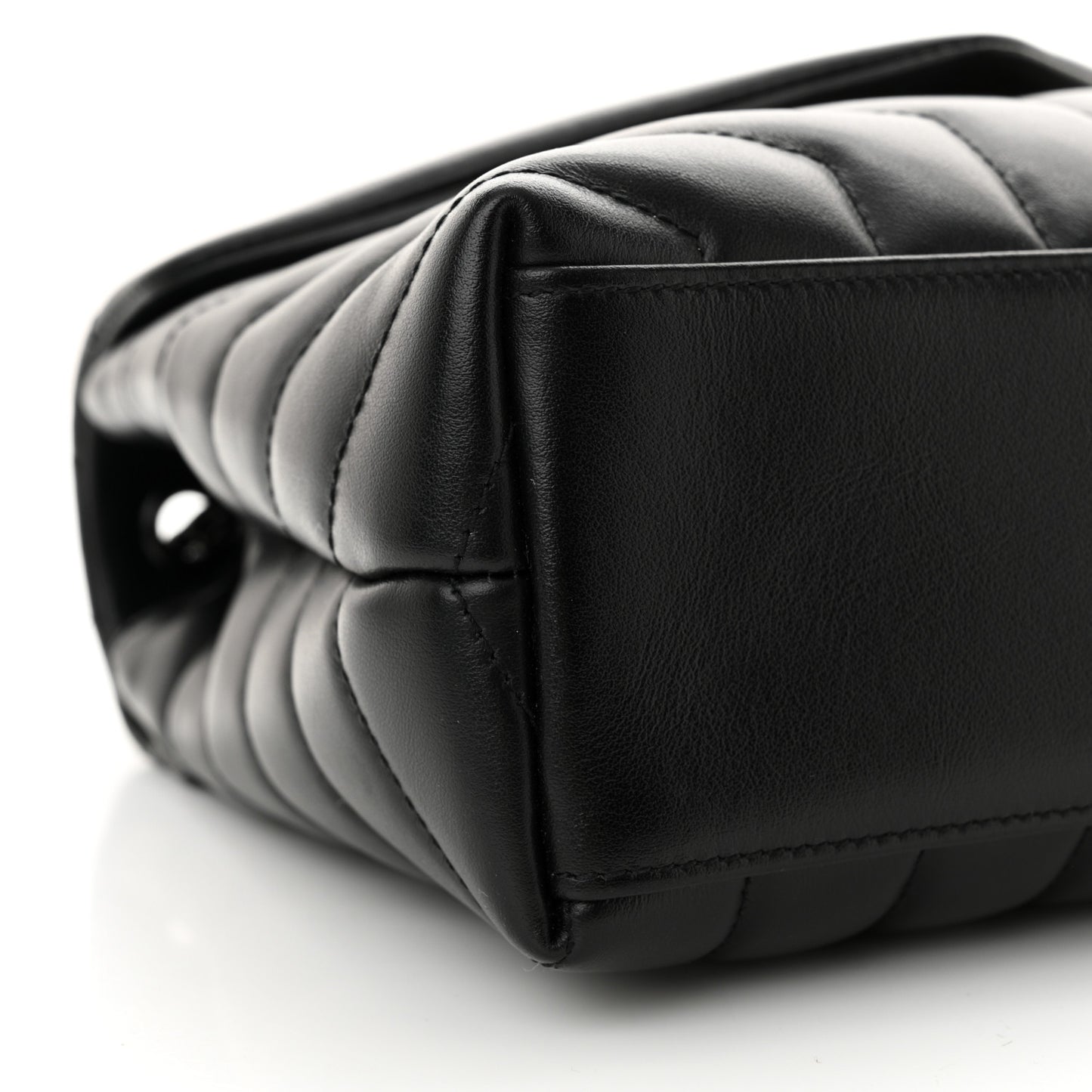 Calfskin Y Quilted Monogram Monochrome Small Loulou Chain Satchel Black