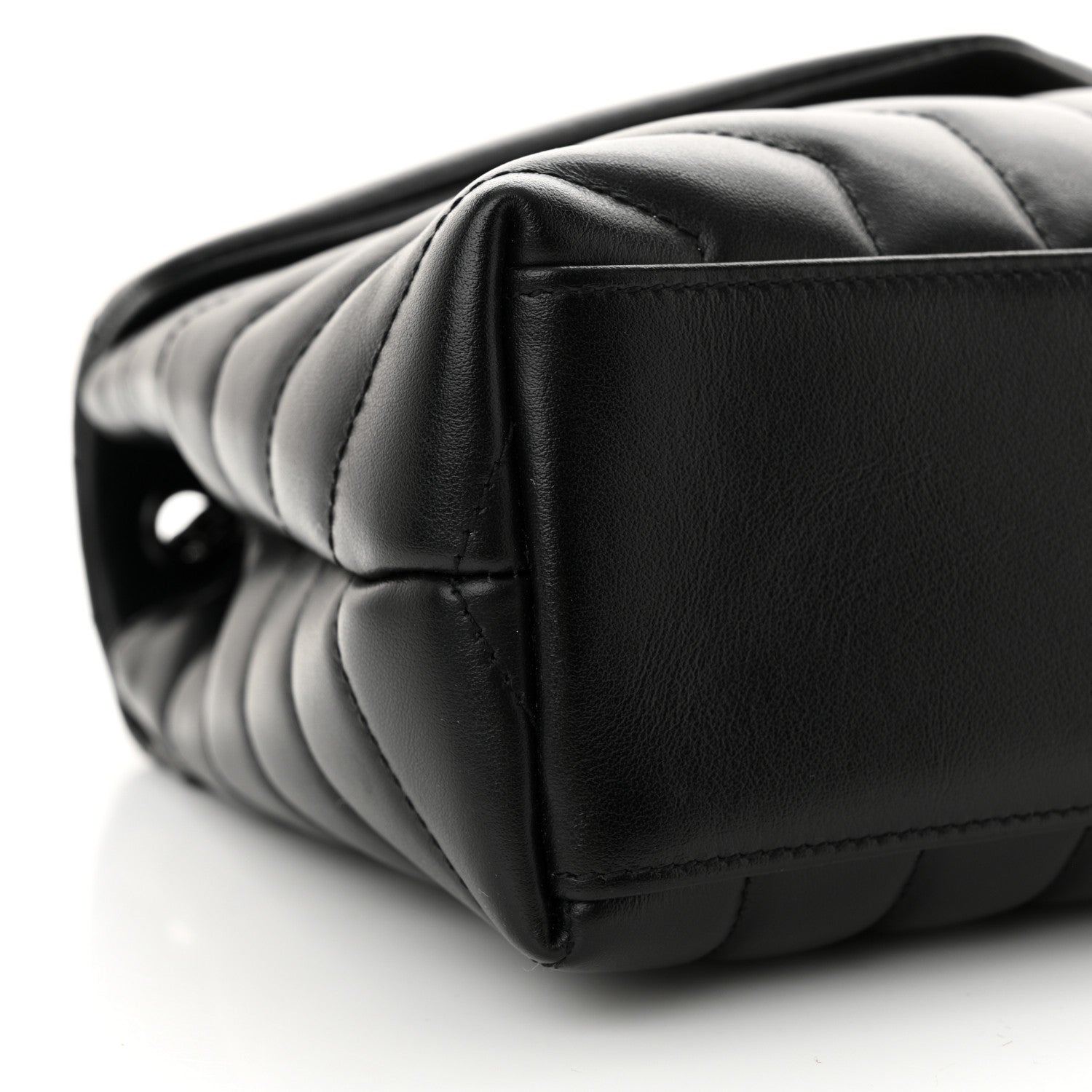 Saint Laurent Calfskin Y Quilted Monogram Monochrome Small Loulou Chain Satchel Black 9 of 11