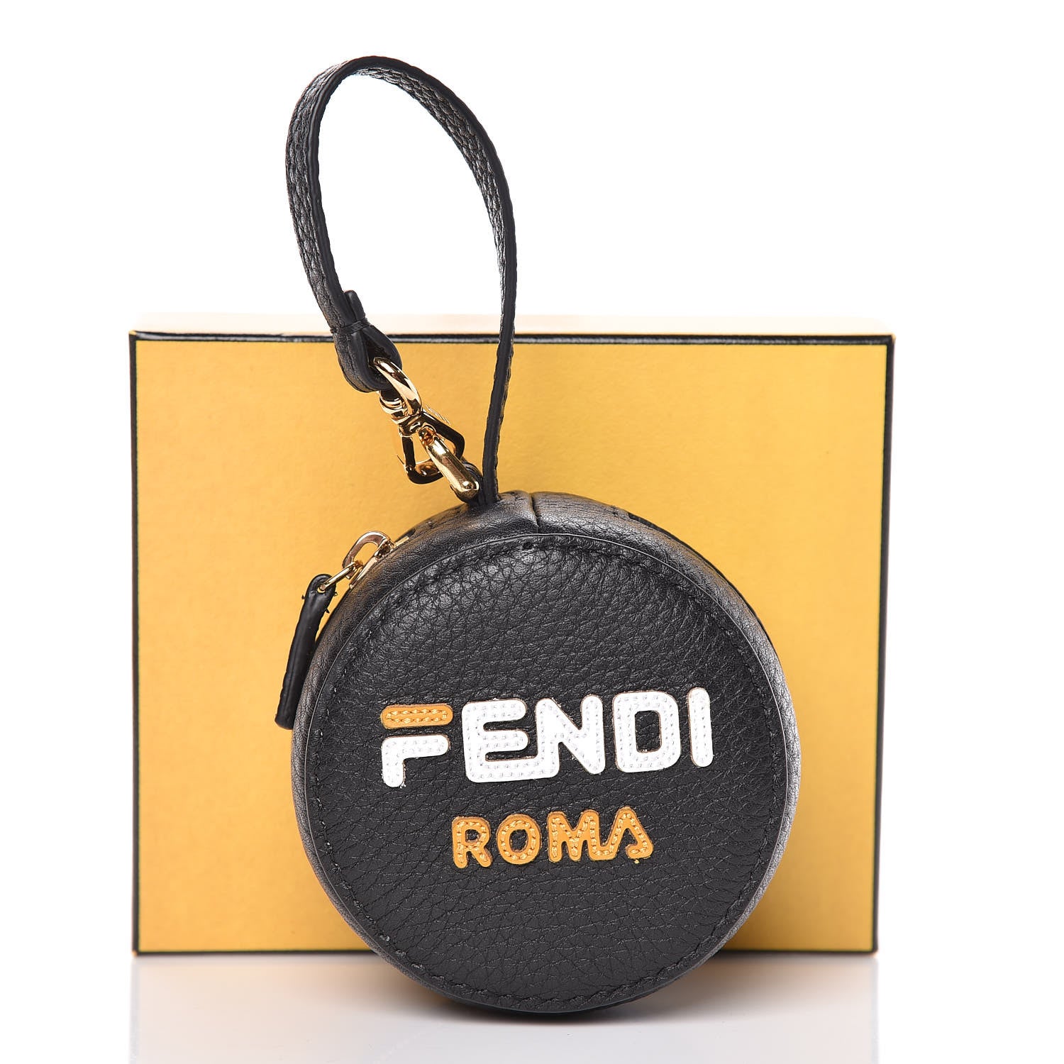 Fendi X FILA Calfskin Mania Backpack Help Bag Charm Black 12 of 12