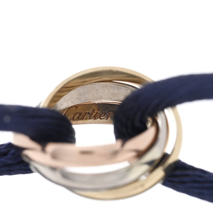 Cartier 18k Pink Yellow White Gold Trinity Adjustable Cord Bracelet Navy 3 of 3