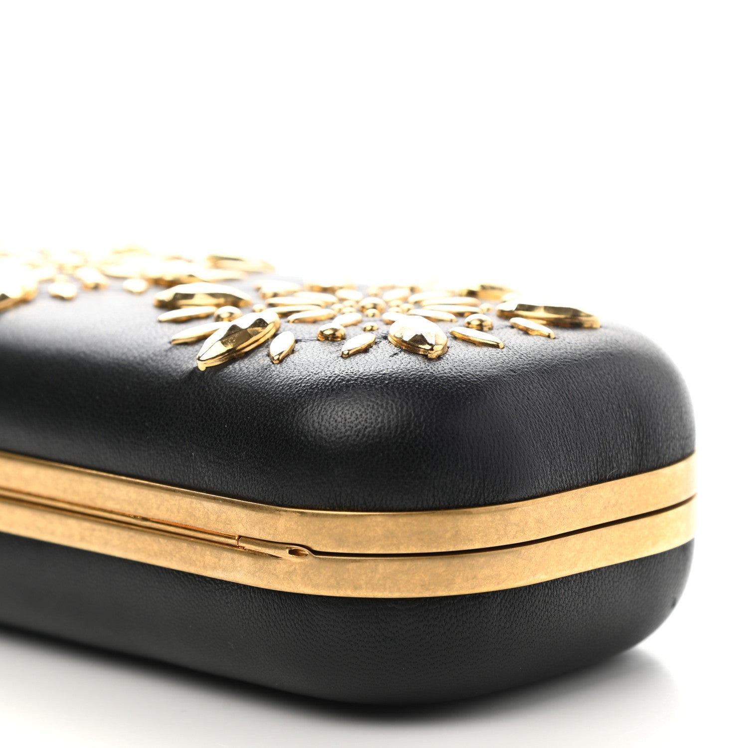 Alexander McQueen Nappa Studded Floral Knuckle Box Clutch Black 10 of 12