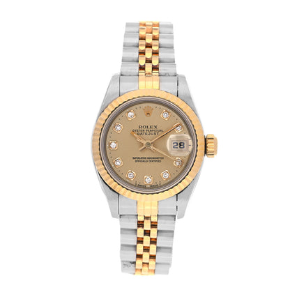 Rolex Stainless Steel 18K Yellow Gold Diamond 26mm Oyster Perpetual Datejust Watch Champagne 69173 1 of 4
