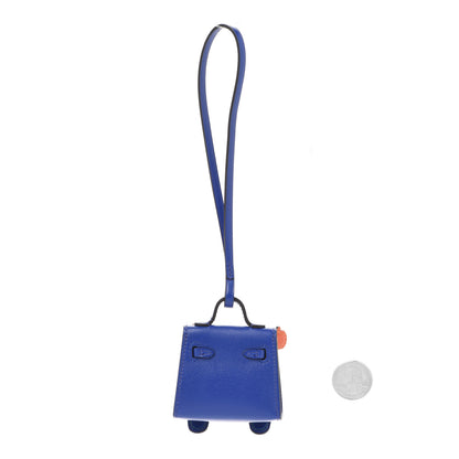 Hermes Tadelakt Chevre Mysore Kelly Quelle Idole Bag Charm Bleu Electrique Feu Jaune De Naples Vert Verone 2 of 6