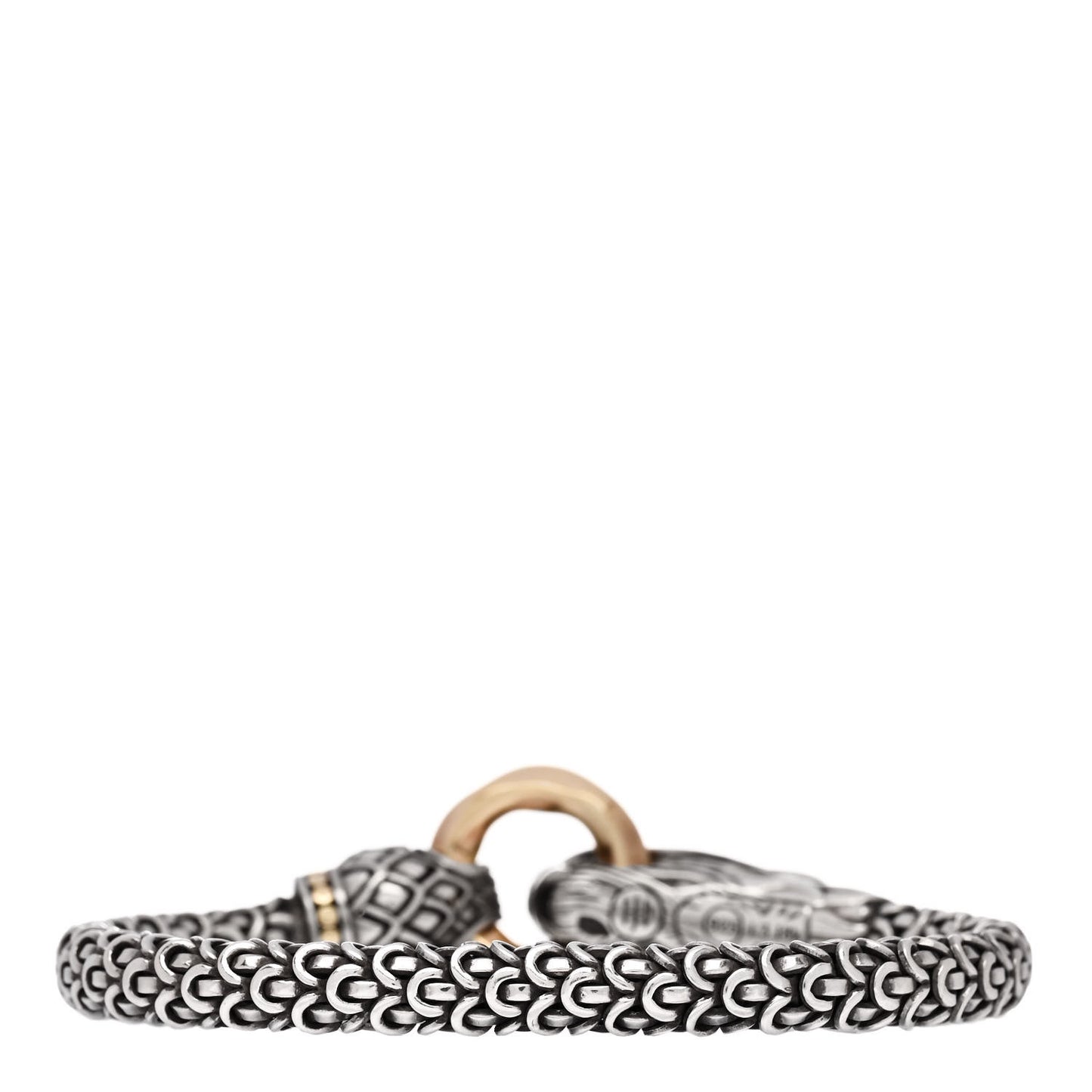 Sterling Silver 18K Yellow Gold 6mm Naga Dragon Bracelet