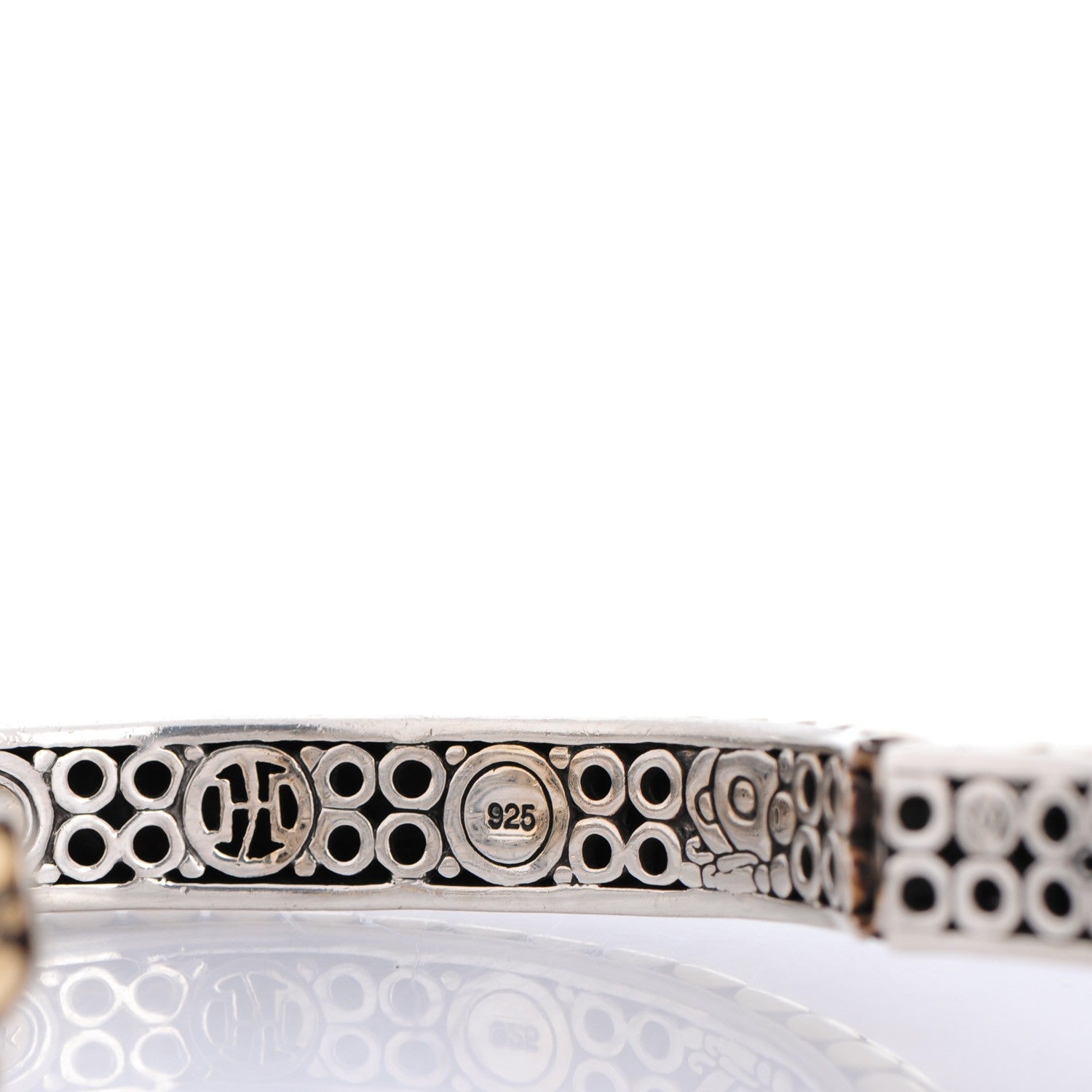 John Hardy 18K Yellow Gold Sterling Silver Ayu Frangipani Flower Cuff M 5 of 8