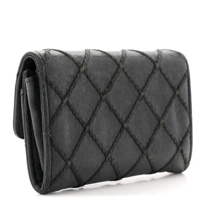 Chanel Calfskin Diamond Stitched Card Holder Wallet Black 3 of 10