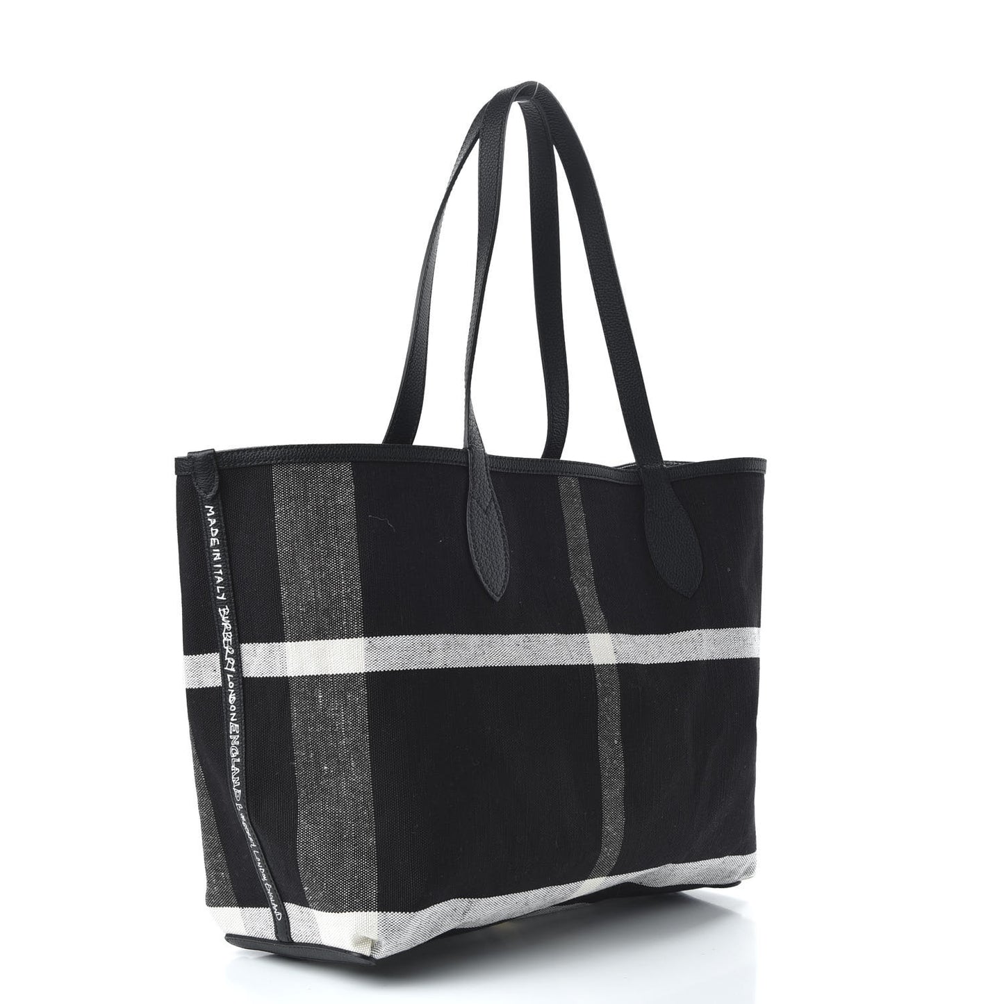 Coated Canvas Mega Check Medium Doodle Tote Black White