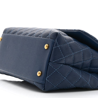 Chanel Caviar Quilted Small Coco Handle Flap Blue 10 of 10
