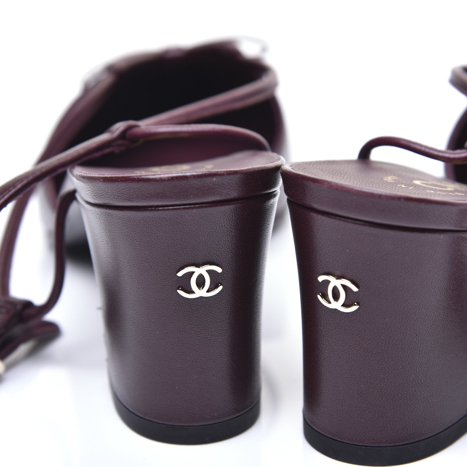 Chanel Lambskin Satin Slingback Cap Toe Bow Pumps 36.5 Burgundy Black 13 of 14