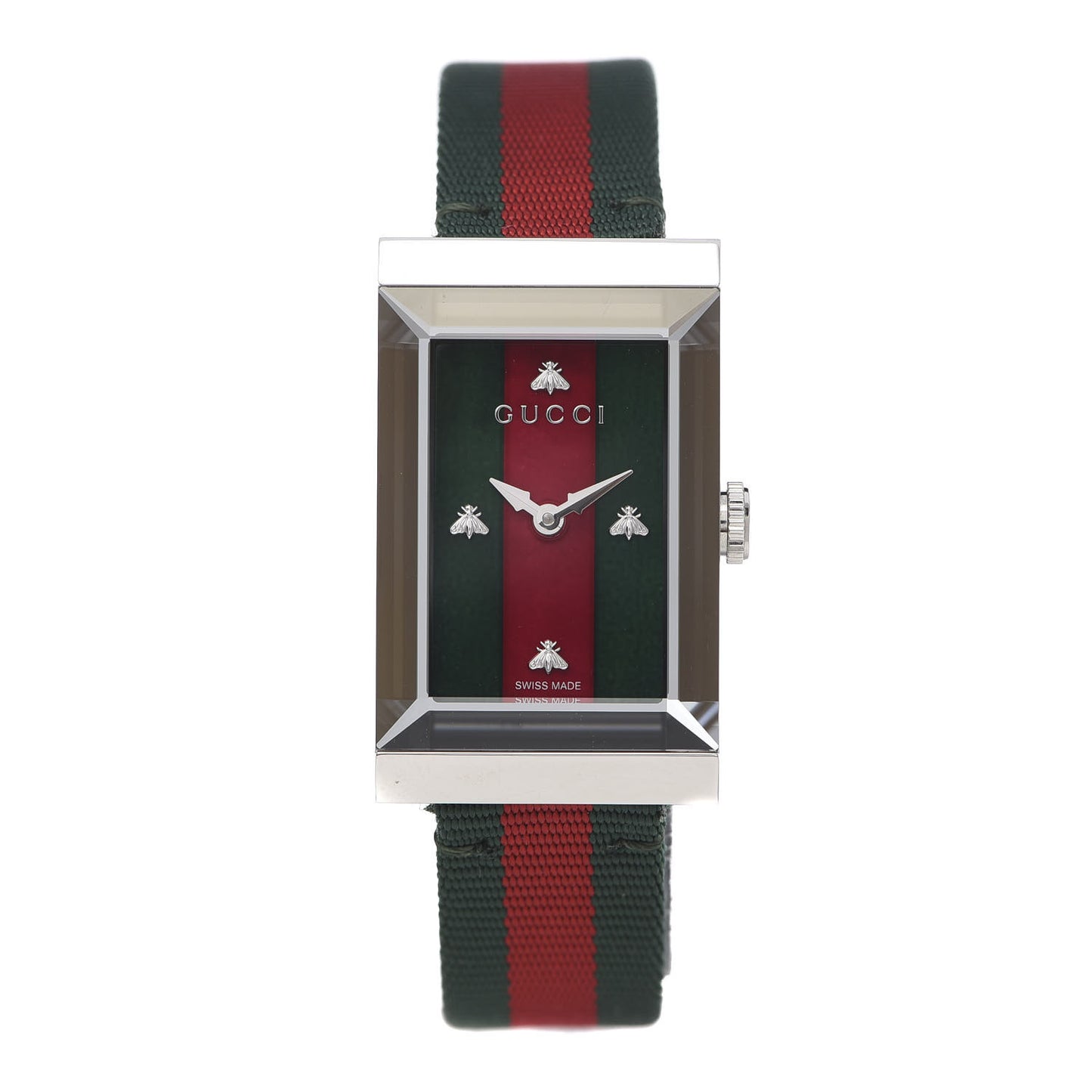 Stainless Steel Nylon Mother of Pearl 21mm Web G-Frame Quartz Watch Green