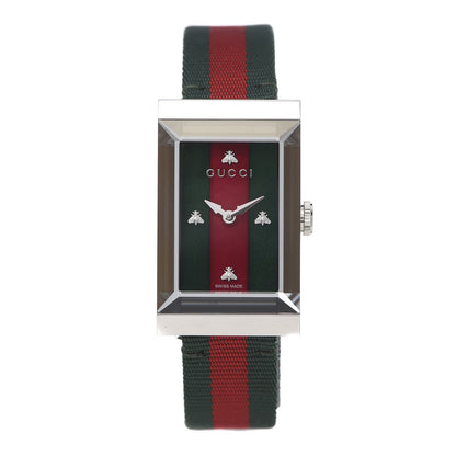 Gucci Stainless Steel Nylon Mother of Pearl 21mm Web G-Frame Quartz Watch Green 1 of 6