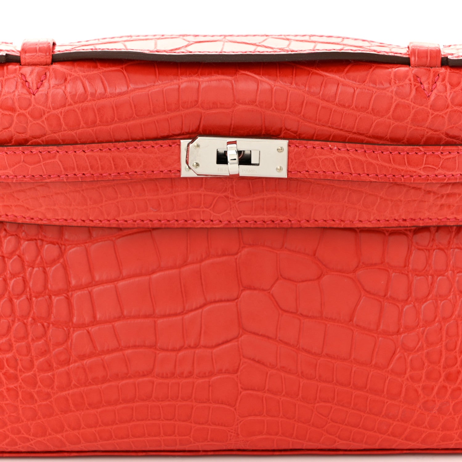 Hermes Matte Alligator Kelly Pochette Bougainvillea 8 of 11