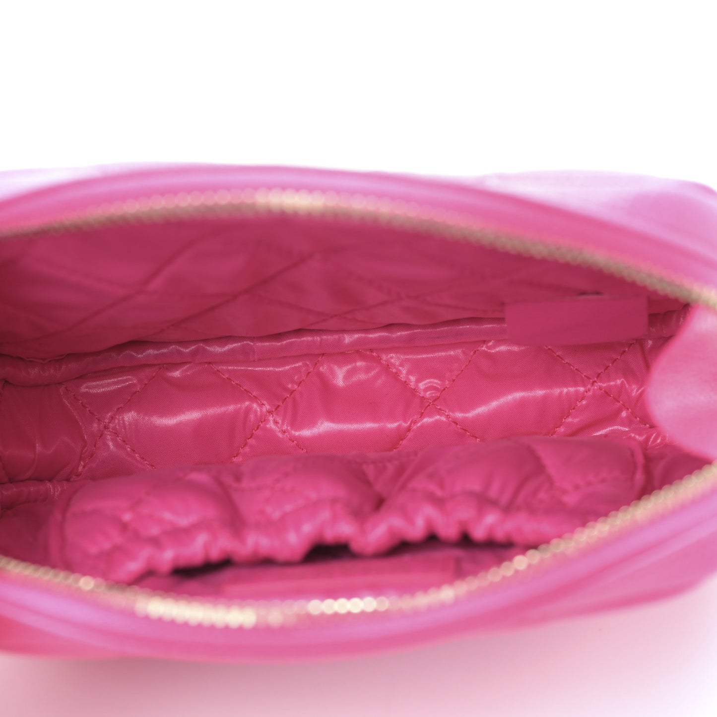 Caviar Quilted Small Curvy Pouch Cosmetic Case Pink