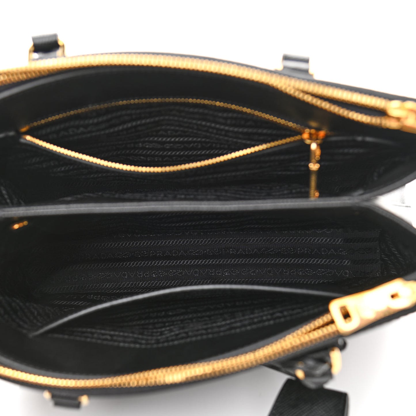 Saffiano Cuir Medium Galleria Double Zip Tote Black