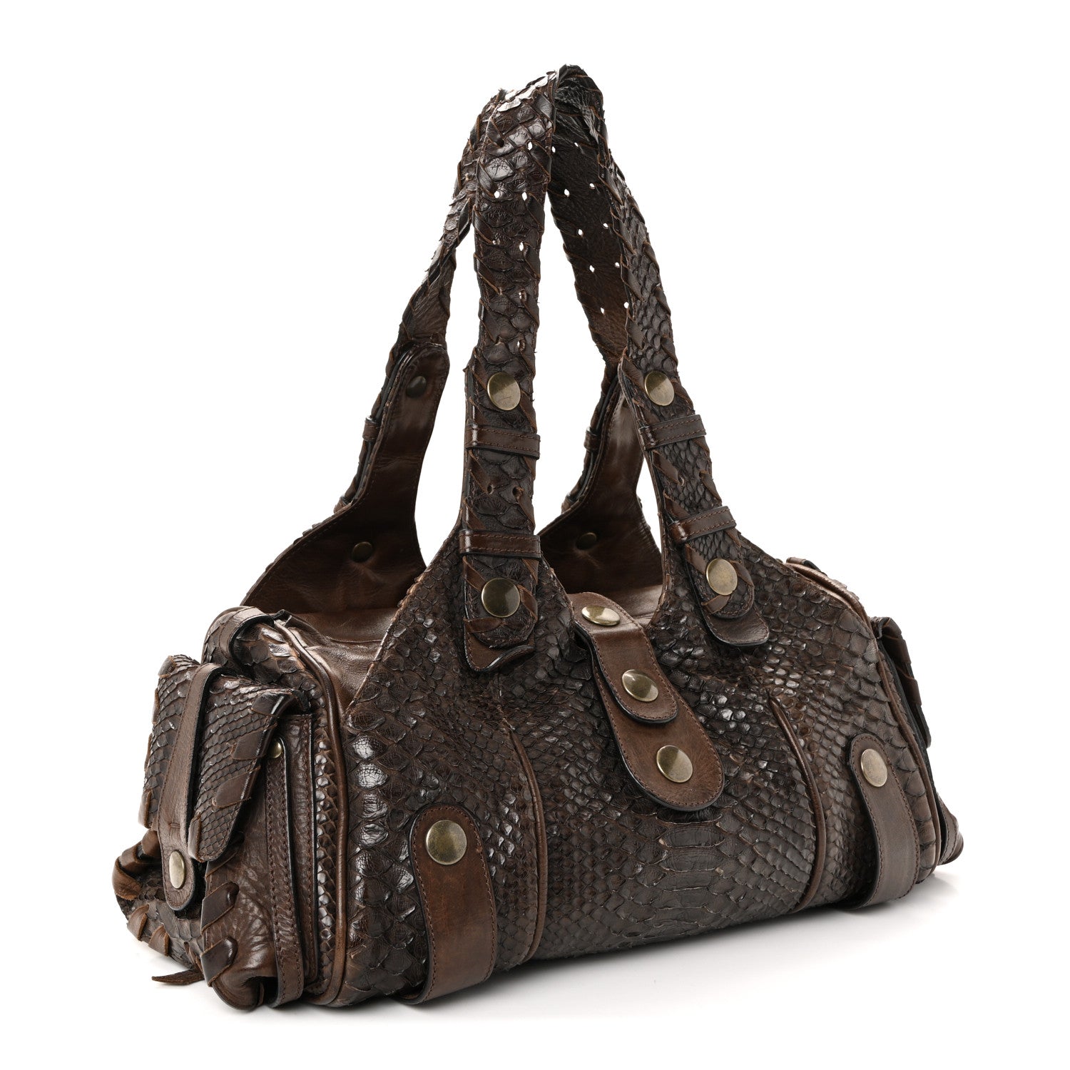 Chloe Snakeskin Silverado Shoulder Bag Dark Brown 4 of 17