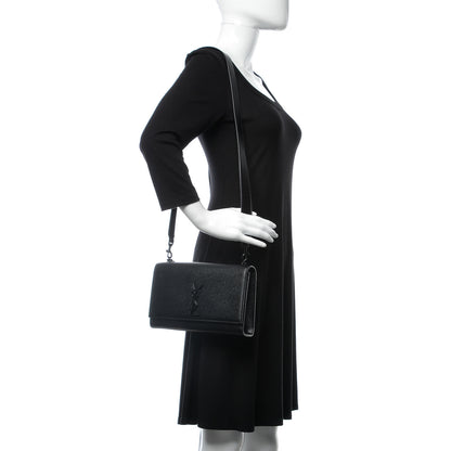 Saint Laurent Grain De Poudre Medium Classic Monogram Kate Double Handle Satchel Black 2 of 8