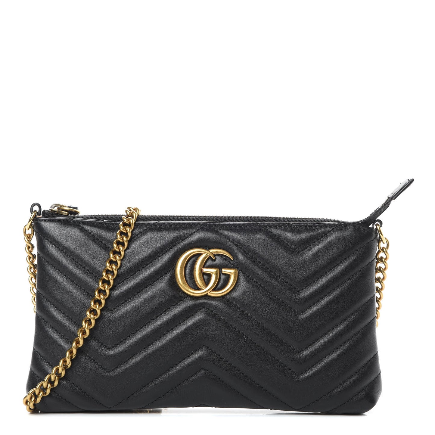 Calfskin Matelasse Mini GG Marmont Chain Bag Black