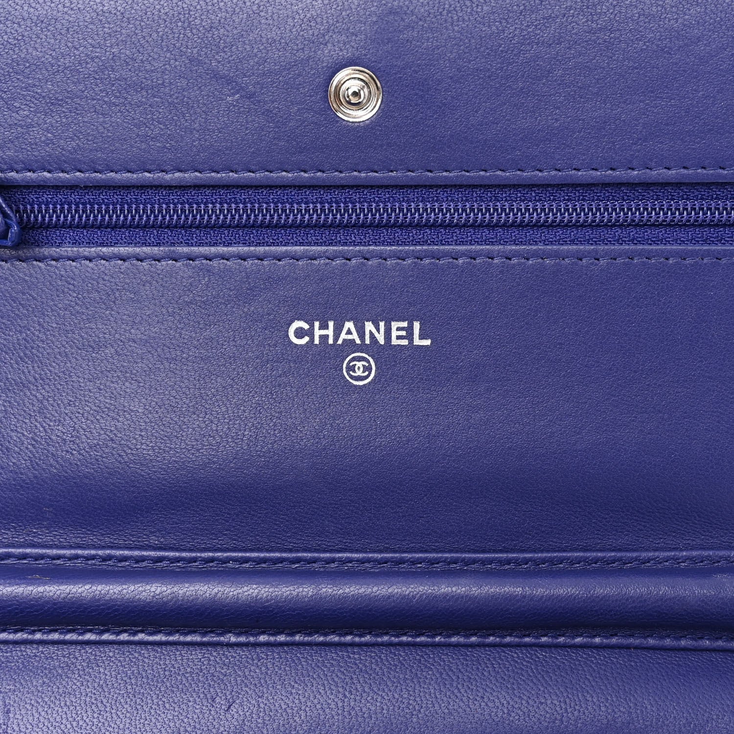 Chanel Lambskin Quilted Wallet On Chain WOC Blue 6 of 11