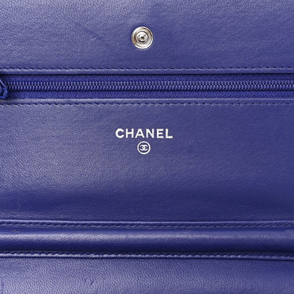 Chanel Lambskin Quilted Wallet On Chain WOC Blue 6 of 11