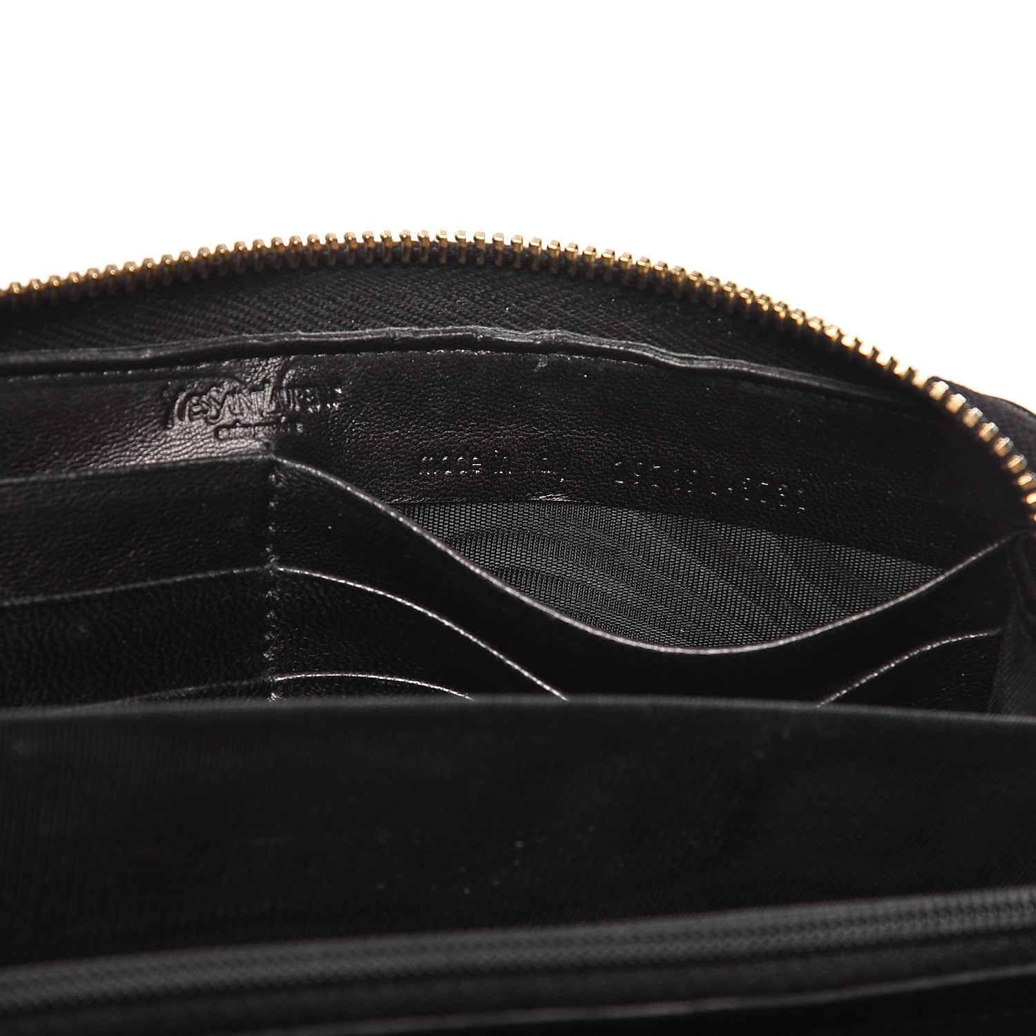 Saint Laurent Patent Y-Mail Zip Around Wallet Black 7 of 10