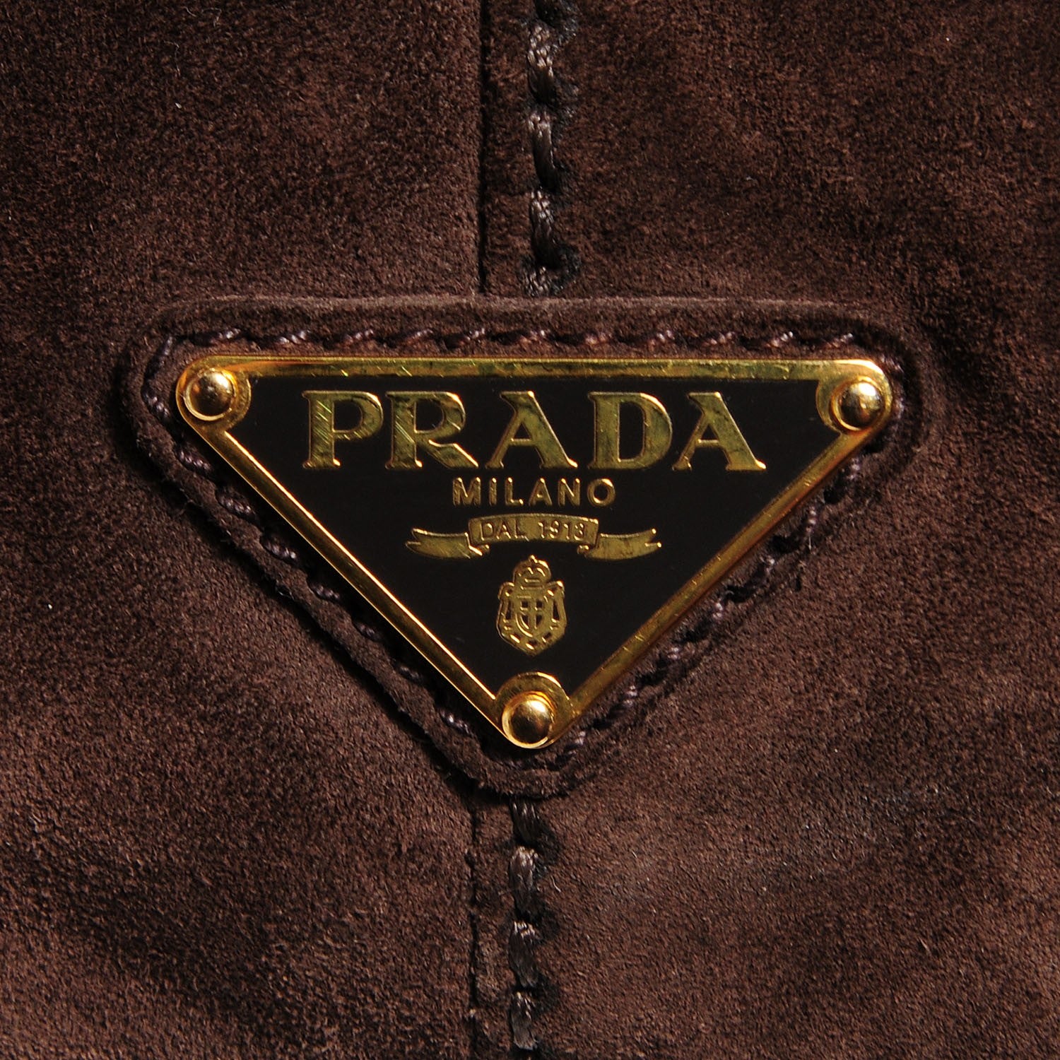 Prada Suede Scamosciato Logo Tote Brown 9 of 10